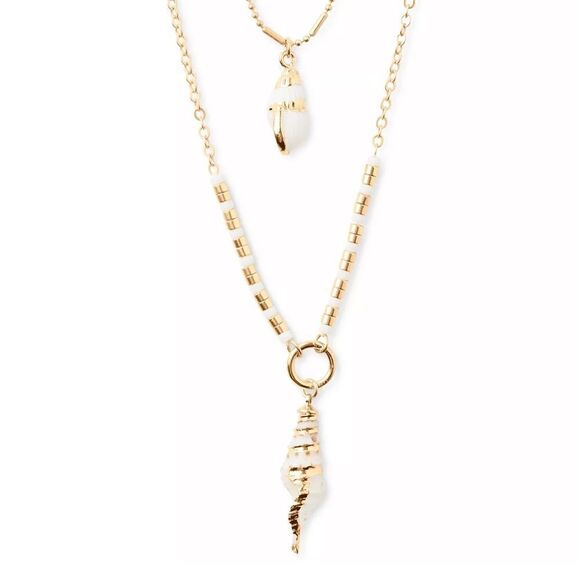 NWT LUCKY BRAND Gold-Tone Shell Charm Layered Necklace, 31" + 2" extender - Picture 2 of 3